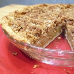 apple crumble pie, sliced
