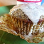 cranberry applesauce cupcakes with caramel glaze