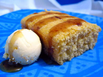 cornbread with maple syrup and butter