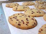 hot cookies on baking sheet
