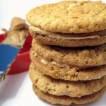 peanut butter sandwich cookies, side view