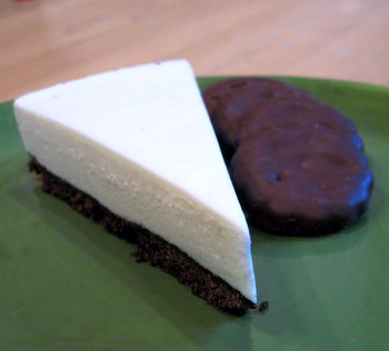 slice of Thin Mint cheesecake