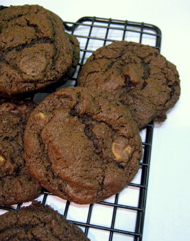 Chewy Brownie Peanut Butter Chip Cookies