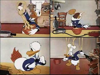 Donald Duck vs. waffle batter