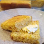 Sweet Corn and Carrot Cornbread, buttered