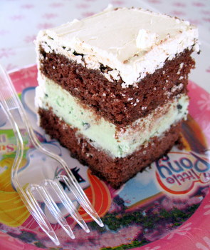 Mint Chocolate Chip Ice Cream Cake slice