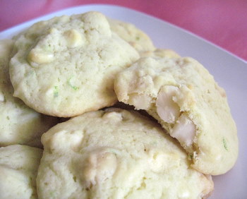Lime, White Chocolate and Macadamia Nut Cookies