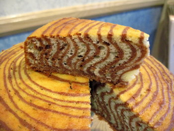 Zebra Cake slice, up close