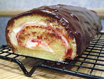 Chocolate Covered Strawberry Swiss Roll