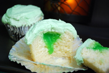 Finished slime-filled cupcakes