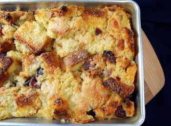 Eggnog Bread Pudding with Brandied Cranberries