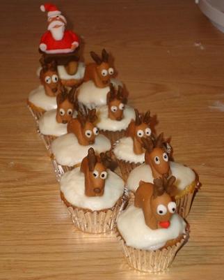 Santa and His Reindeer Cupcakes