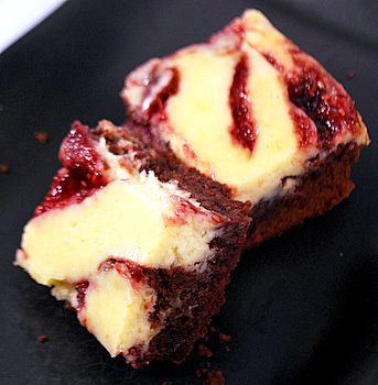 Raspberry Cheesecake Brownies, aerial