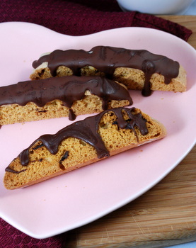 Chocolate Covered Strawberry Biscotti, plated