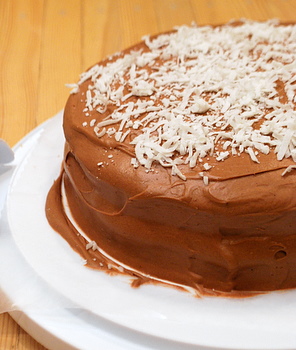 Coconut Layer Cake with Coconut Chocolate Frosting