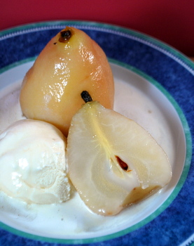 Rum-Poached Pears