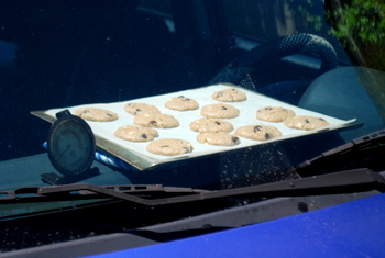 Car-Baked Oatmeal Chocolate Chip Cookies, wide angle