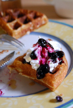 Belgian Waffle with Easy Homemade Mixed Berry Syrup