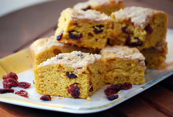 Sweet Potato Coffee Cake with Dried Cranberries