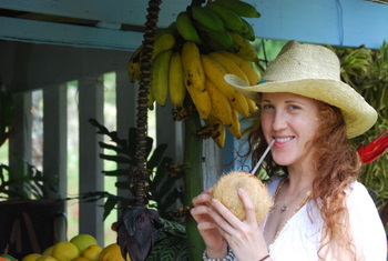 Nicole with a coconut