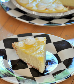 Lemon Swirl Cream Cheese Pie, sliced