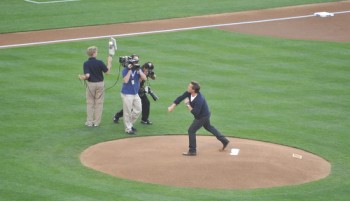 Tyler Throwing the First Pitch