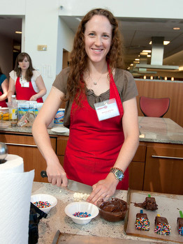 Nicole baking in the test kitchen
