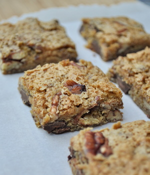 Chewy Salted Pecan and Chocolate Chip Squares