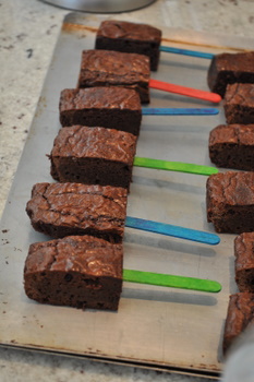 Brownie pops, unfinished