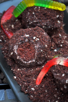 Dirt Cupcakes, with a bite