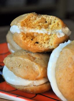 Pumpkin Whoopie Pies with Salted Caramel Filling