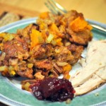 Turkey dinner with bacon stuffing