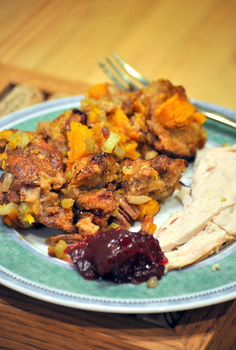 Turkey dinner with bacon stuffing