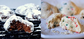 Truffle Cookies and White Chocolate Snowballs