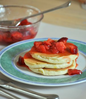 Strawberry Guava Syrup with Buttermilk Pancakes