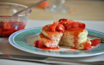 Buttermilk Pancakes with Strawberry Guava Syrup