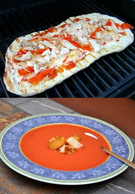 Grilled Pizza and Salmorejo