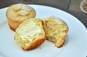 Orange Olive Oil Muffins, with butter