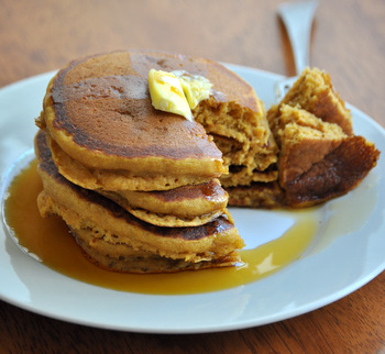 Thick and Fluffy Pumpkin Pancakes, ready to eat