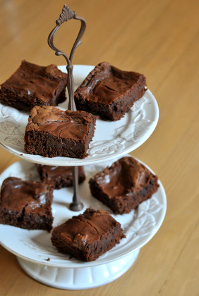 Chocolate Cheesecake Brownies, ready to serve