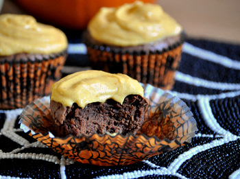 Dark Chocolate Cupcakes with Pumpkin Buttercream, interior