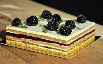 Cantalope, Pistachio and Blackberry Dessert