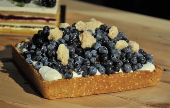Blueberry, Corn and Peach Tart with Sesame Crust