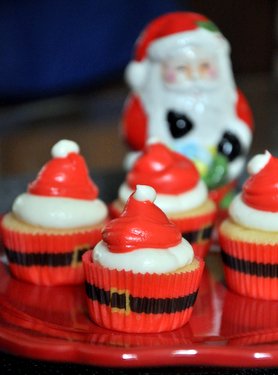 Mini Santa Hat Cupcakes
