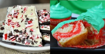 Peppermint Bark and Candy Cane Cupcakes