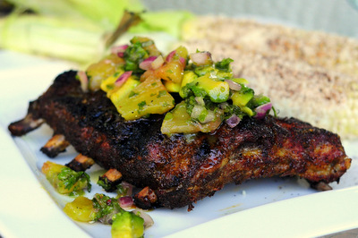 Border Grill Glaze Ribs with Pineapple Salsa