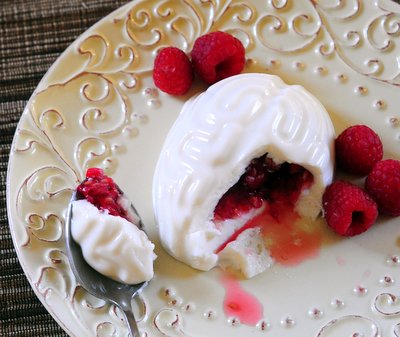 Vanilla Yogurt Panna Cotta Brains with Raspberry Filling