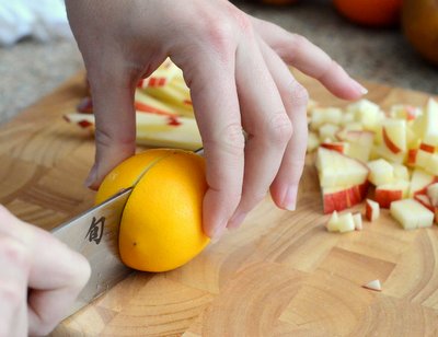 Slicing a Meyer Lemon in Half