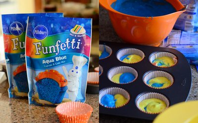 Making Funfetti Swirled Cupcakes