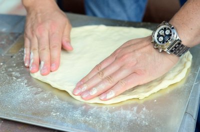 Shaping Pizza Dough on my Peel